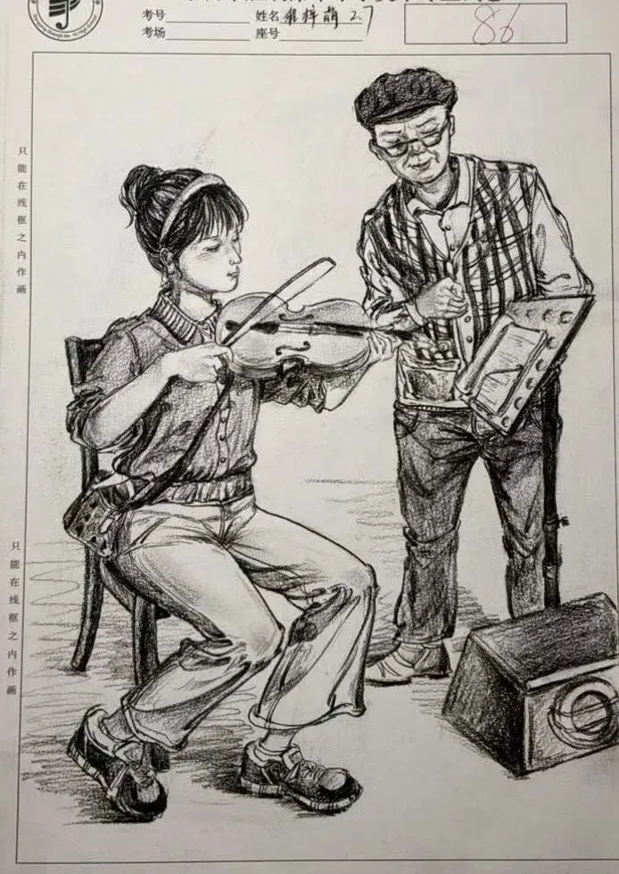 速写考试优秀试卷展览 第3张