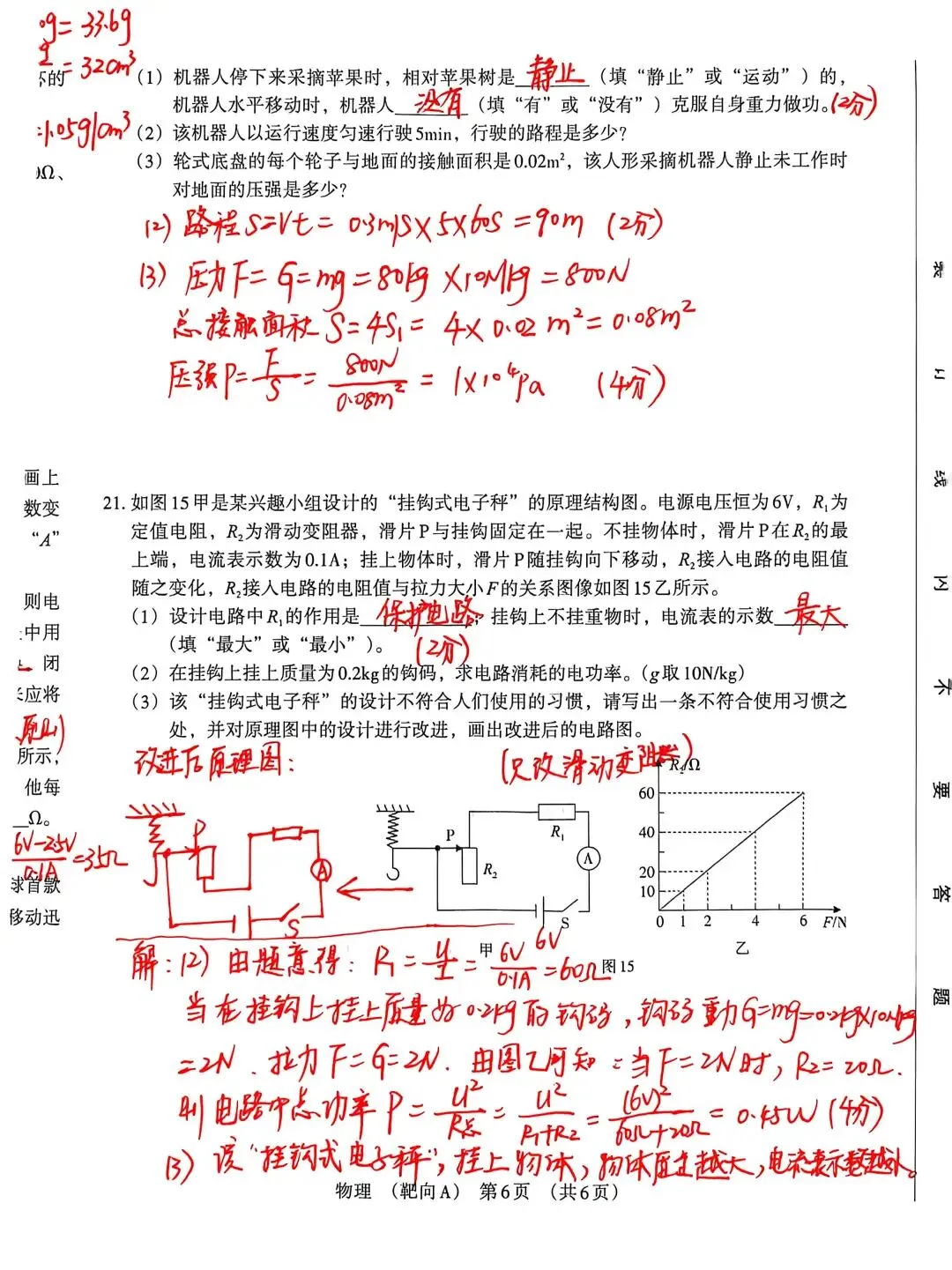 2026初中学业水平物理模拟(靶向A)试卷分析 第6张