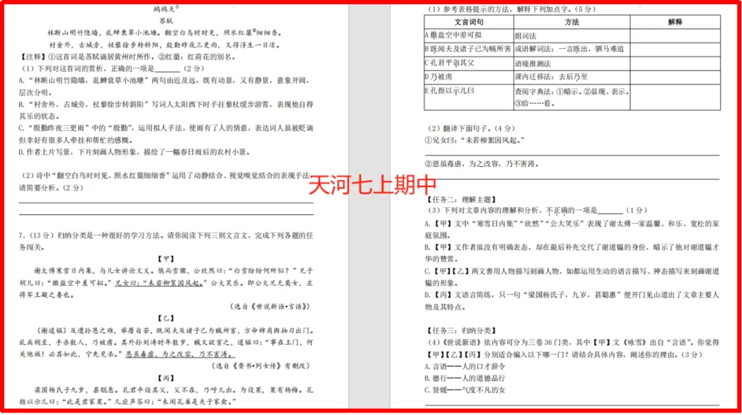 【新初一暑秋】中考领跑:诗文赏析,名著逐浪,读写一体,摸透一张卷 第16张