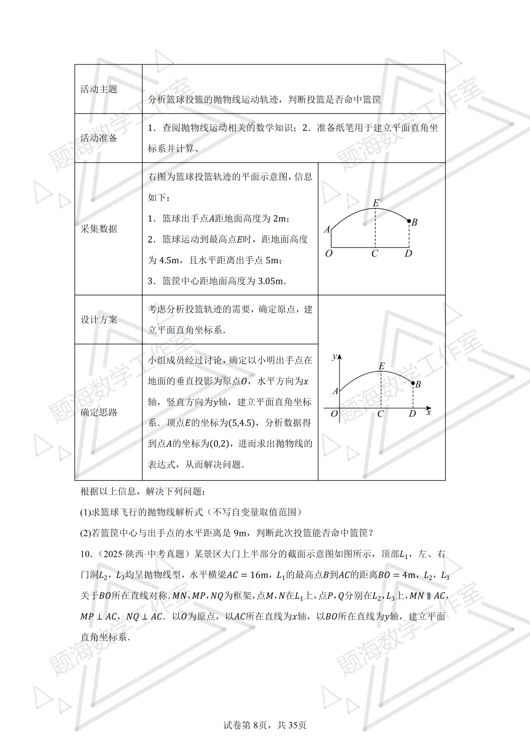 26年辽宁中考二次函数实际应用(不包括销售问题)专项组卷 第8张