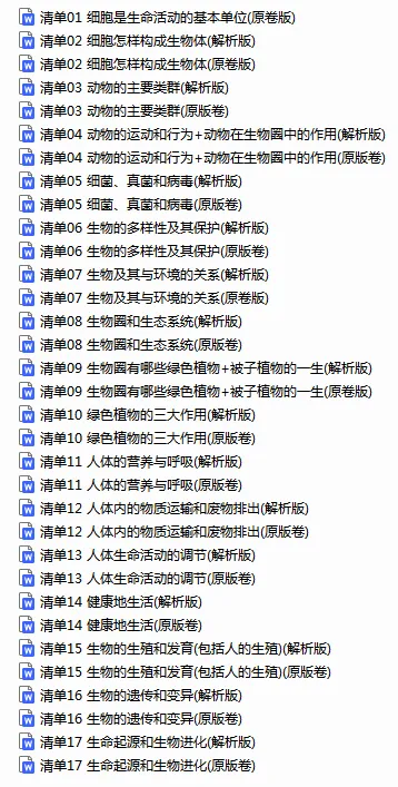 中考生物丨第一轮复习17大专题(习题+答案) 第2张