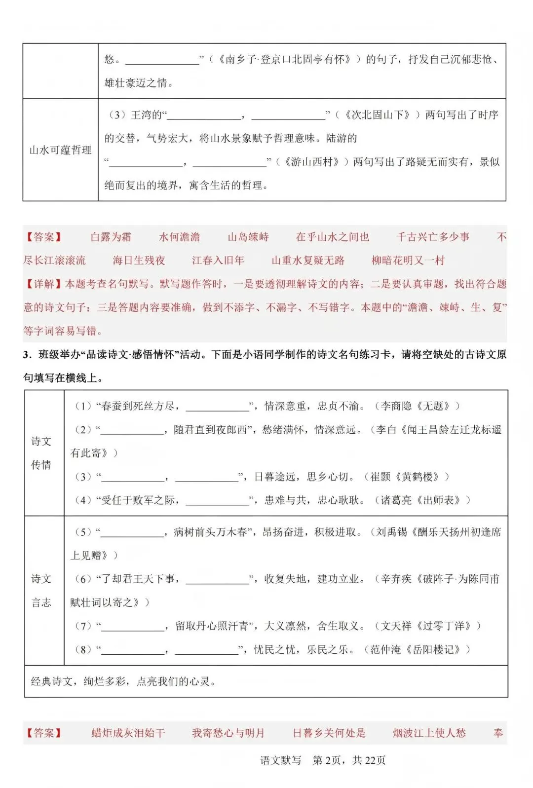 中考语文(名篇名句)默写 第2张