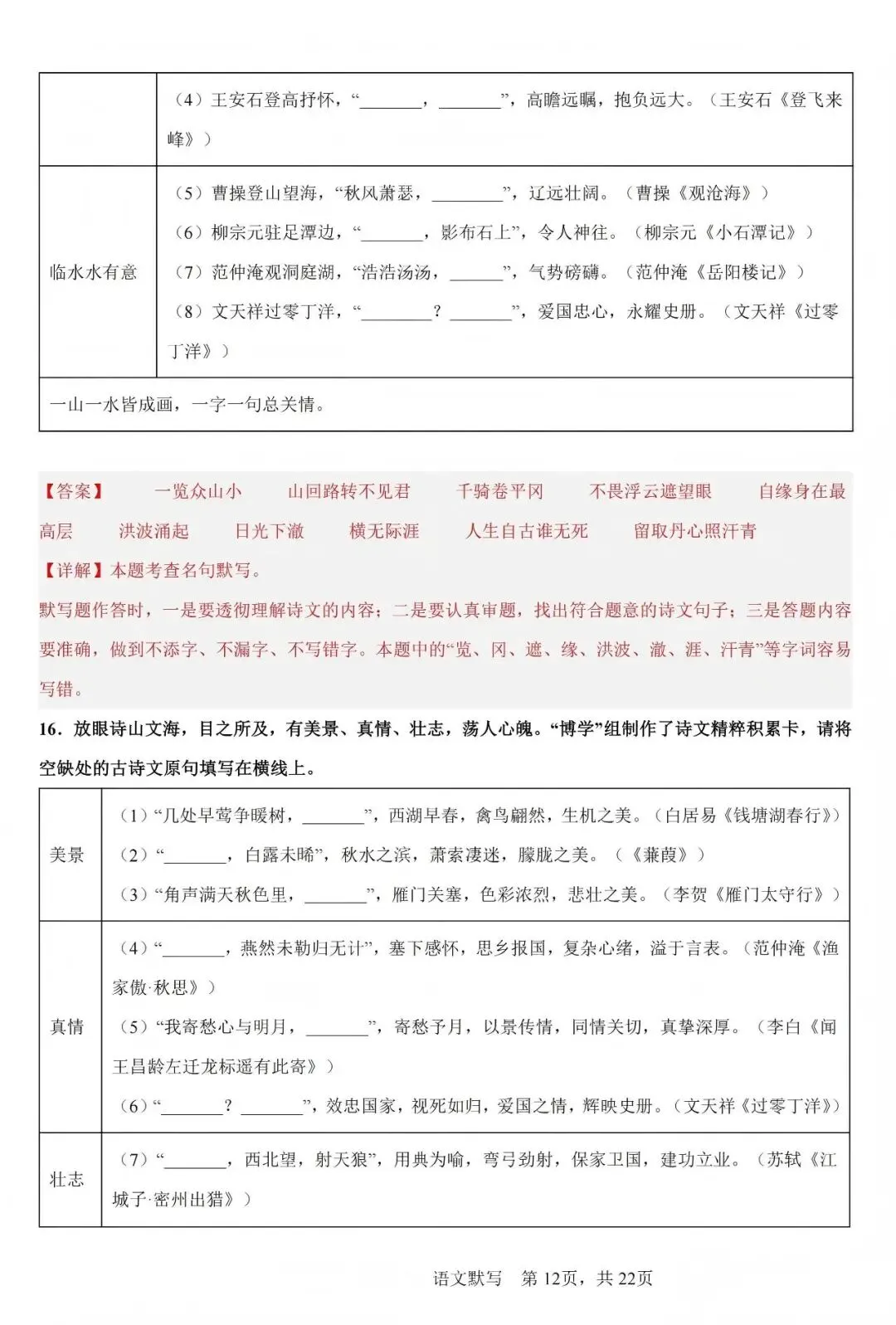 中考语文(名篇名句)默写 第12张