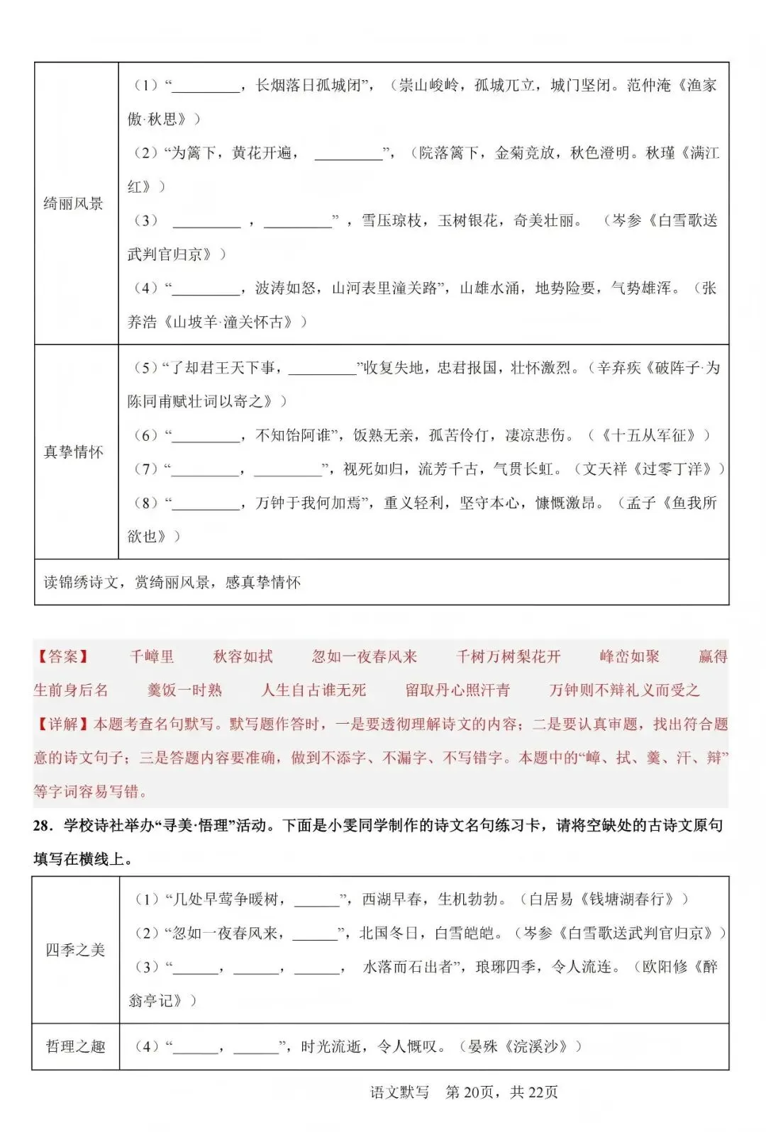 中考语文(名篇名句)默写 第20张