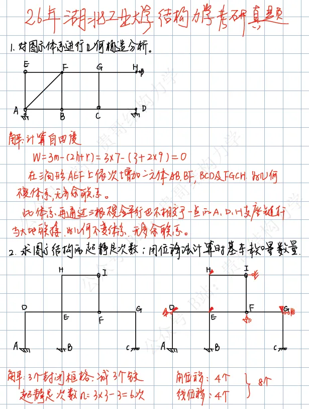 湖北工业大学2026年结构力学考研真题及答案 第2张
