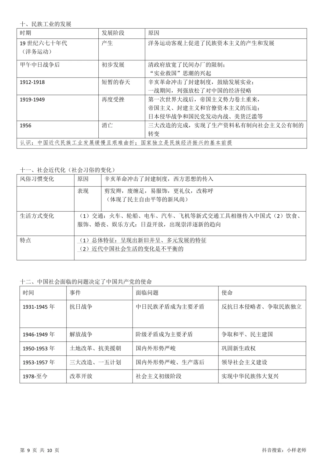 2026中考历史考前冲刺——中国近代史部分 第9张