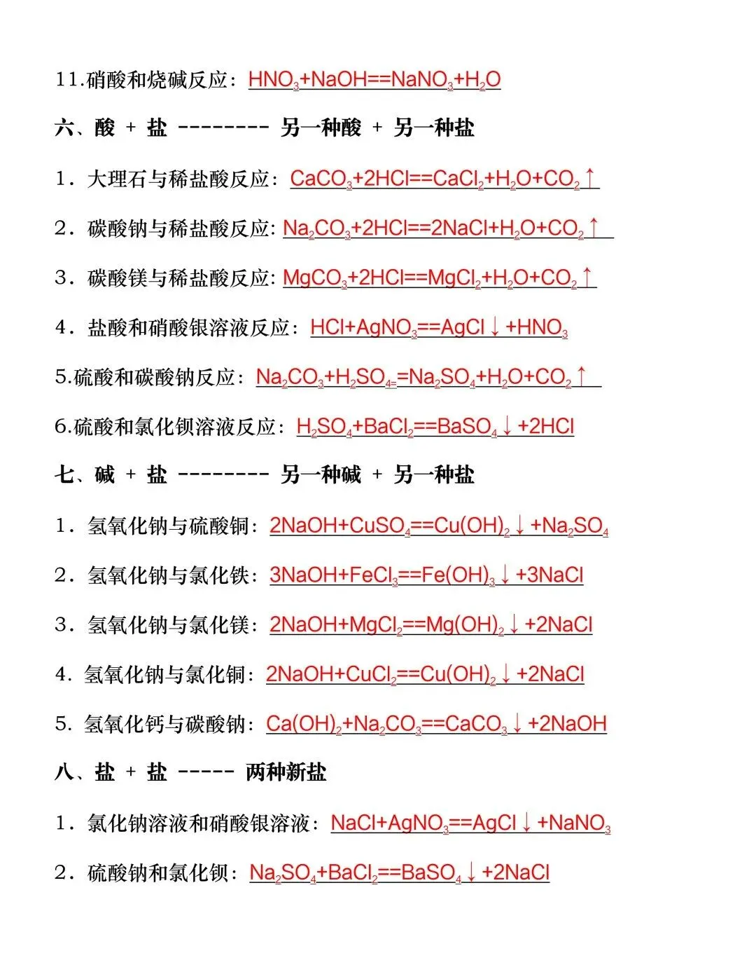 2026中考化学常考【酸、碱、盐化学方程式】默写来了,中考生必练习! 第6张