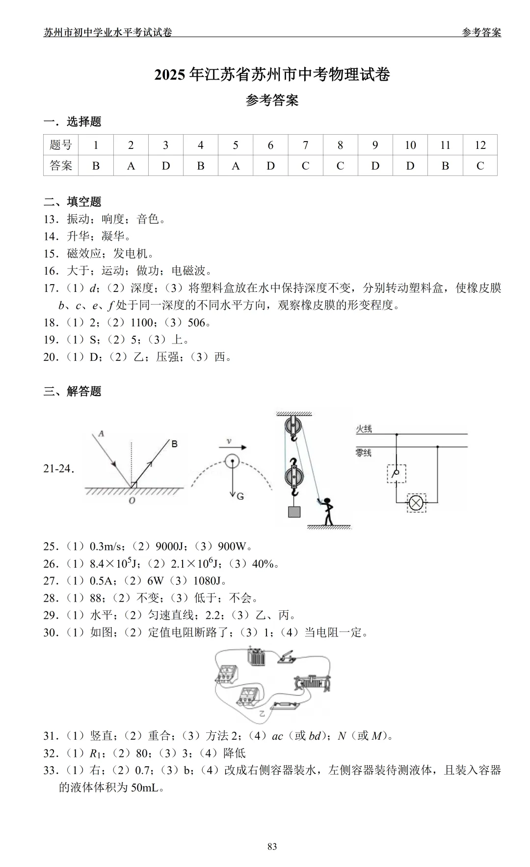 合集!苏州近十年中考物理真题!2025-2016 第7张