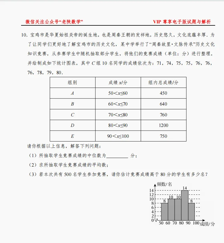 2026陕西中考数学备考——统计题专练 第10张