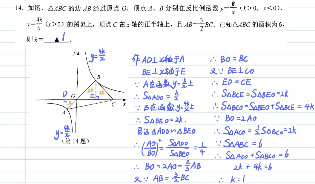 2026年苏州工业园区中考数学一模试卷 手写解析 第11张
