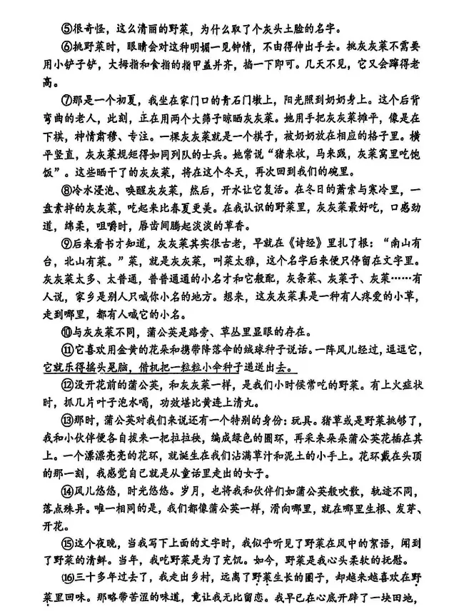 【陕西模拟】2026陕西师大附中七下期中语文考试试题+答案 第4张