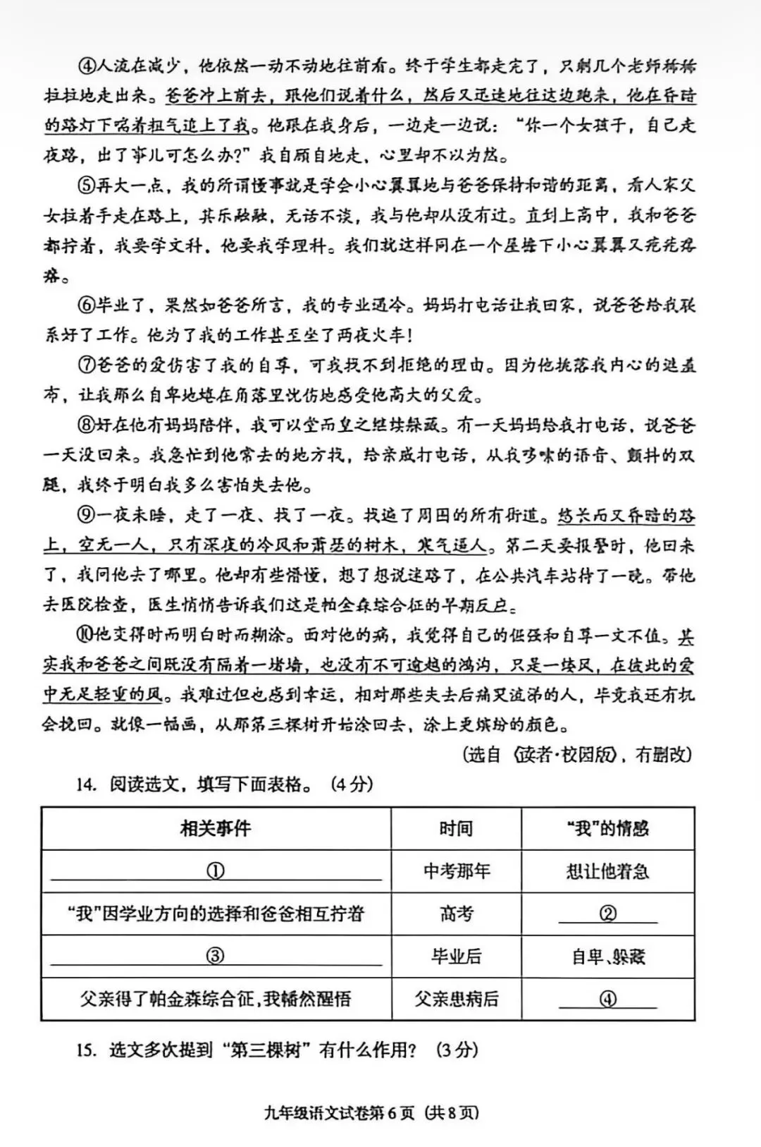 沈阳市于洪区2025-2026九下一模试卷 语文 第6张