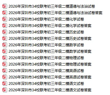 试卷分享 | 26年深圳最新【宝安区、罗湖区、34校联考、南二外】九下二模真题合集! 第3张