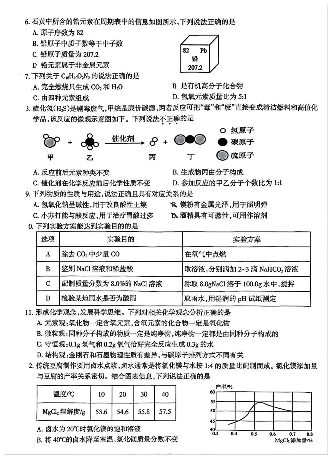 2026年靖江初三化学一模试卷(含答案) 第2张