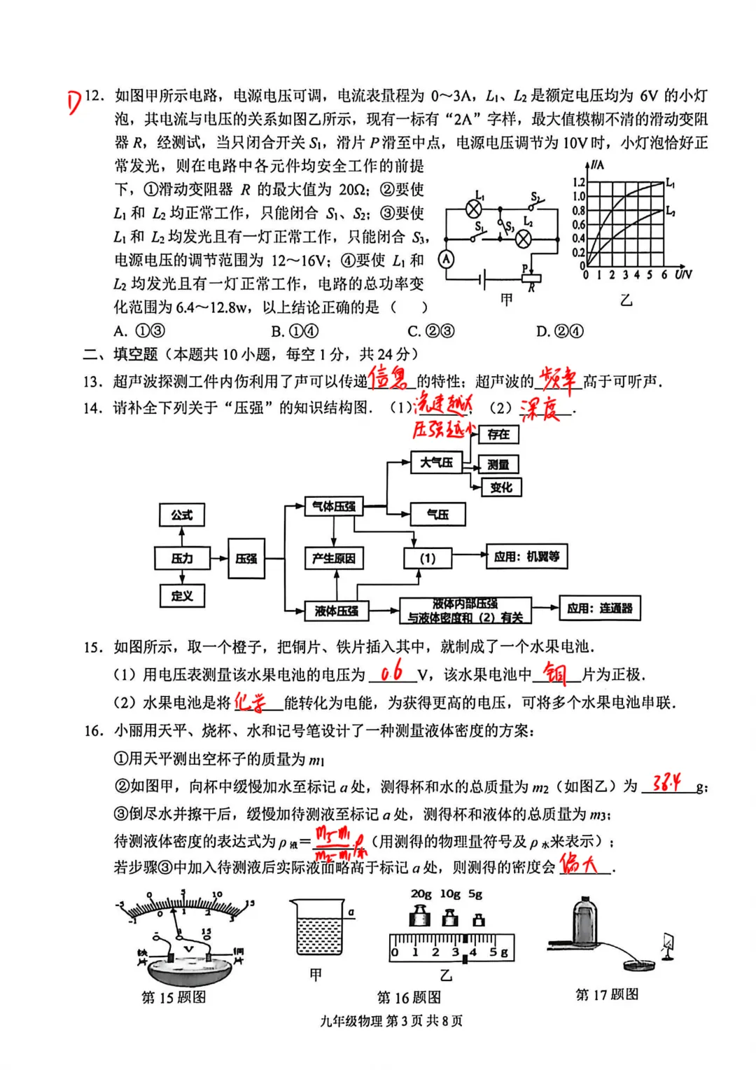 2026市区一模物理试卷分析 第5张