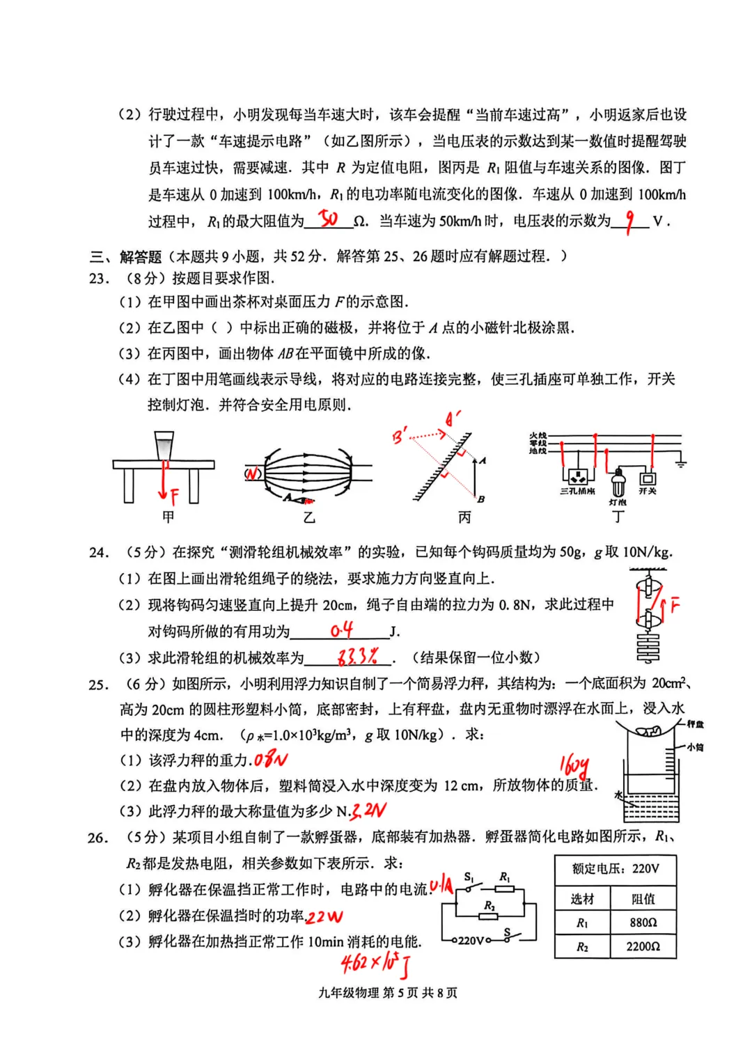 2026市区一模物理试卷分析 第7张