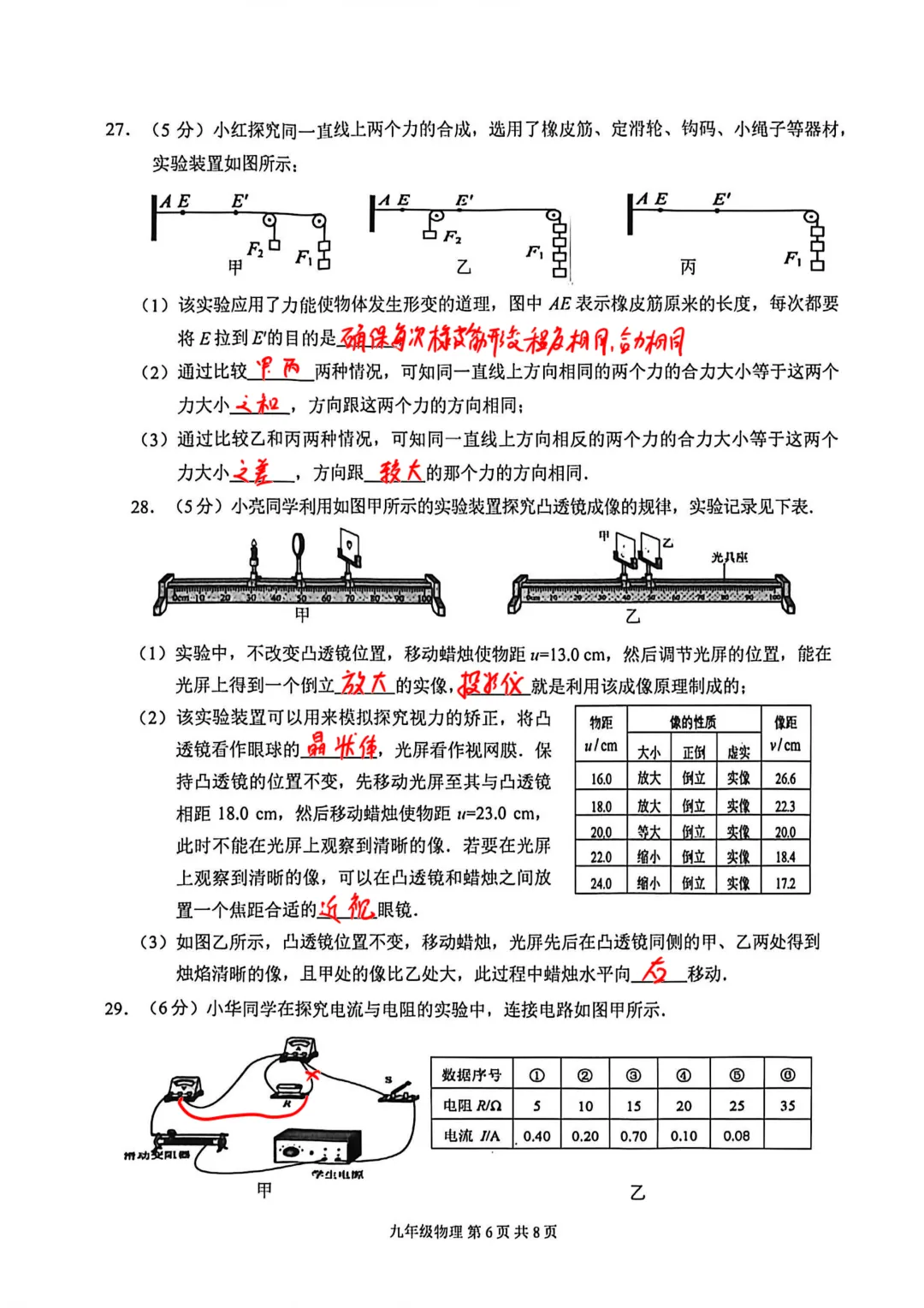 2026市区一模物理试卷分析 第8张