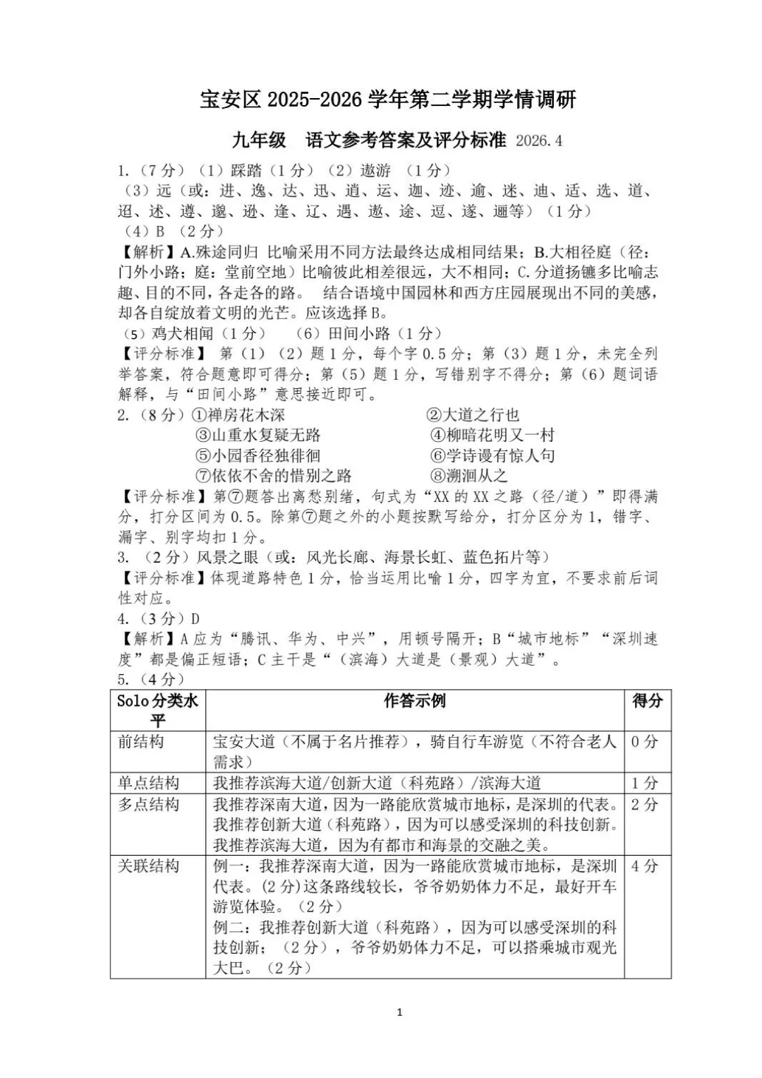 2026宝安初三二模试卷+答案出炉! 第10张