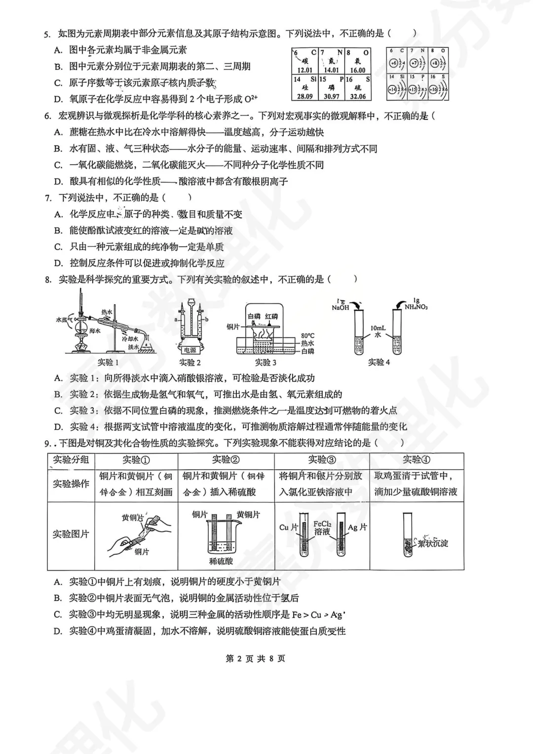 初三二模 | 历下二模化学试卷 第3张