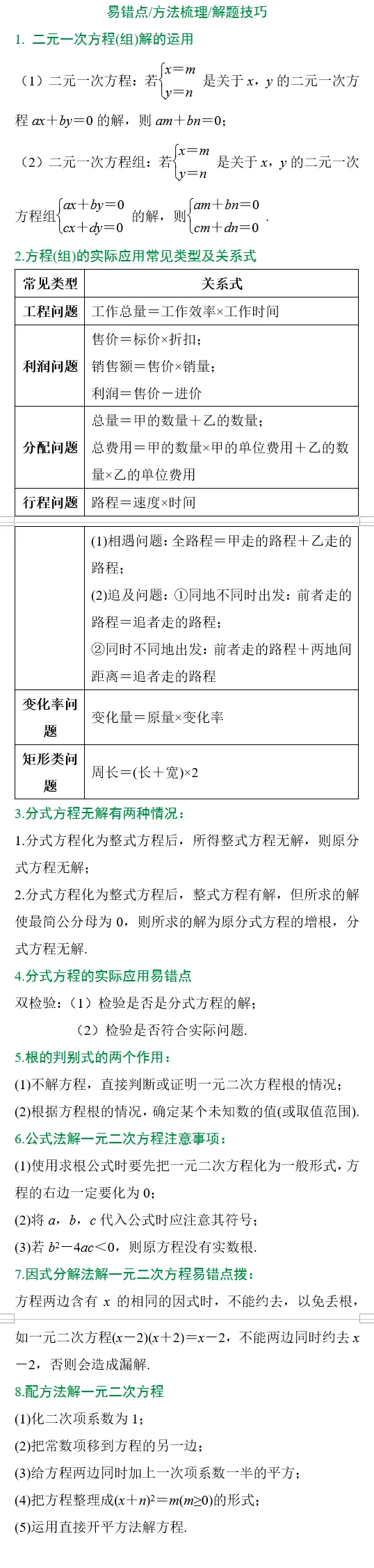 免费领|2026中考数学[方程与不等式]必考知识梳理+高频考点归纳+题目预测,可下载打印! 第4张