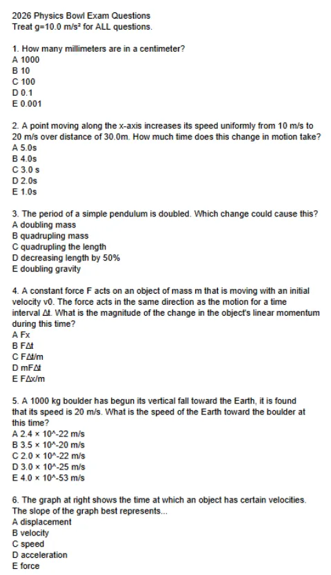 【完整版】2026物理碗竞赛真题&答案解析! 无偿领取! 第4张