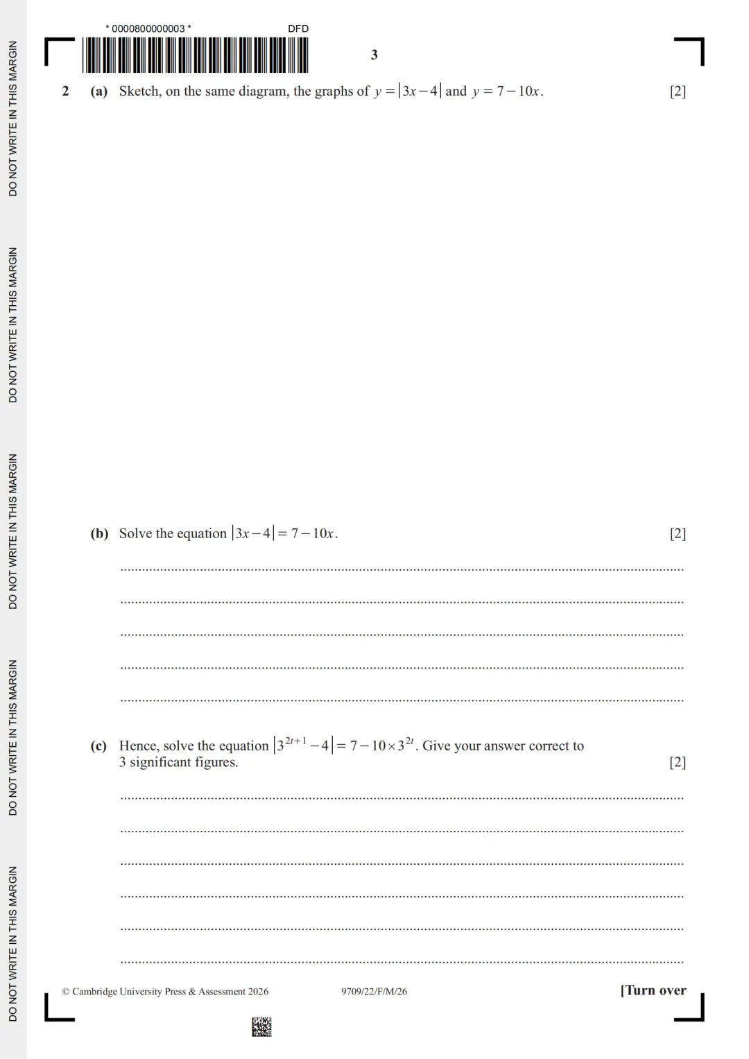 2026Alevel数学9709真题印度春季卷 | 含P1/P2/P3/M1/S1/S2高清版 第3张