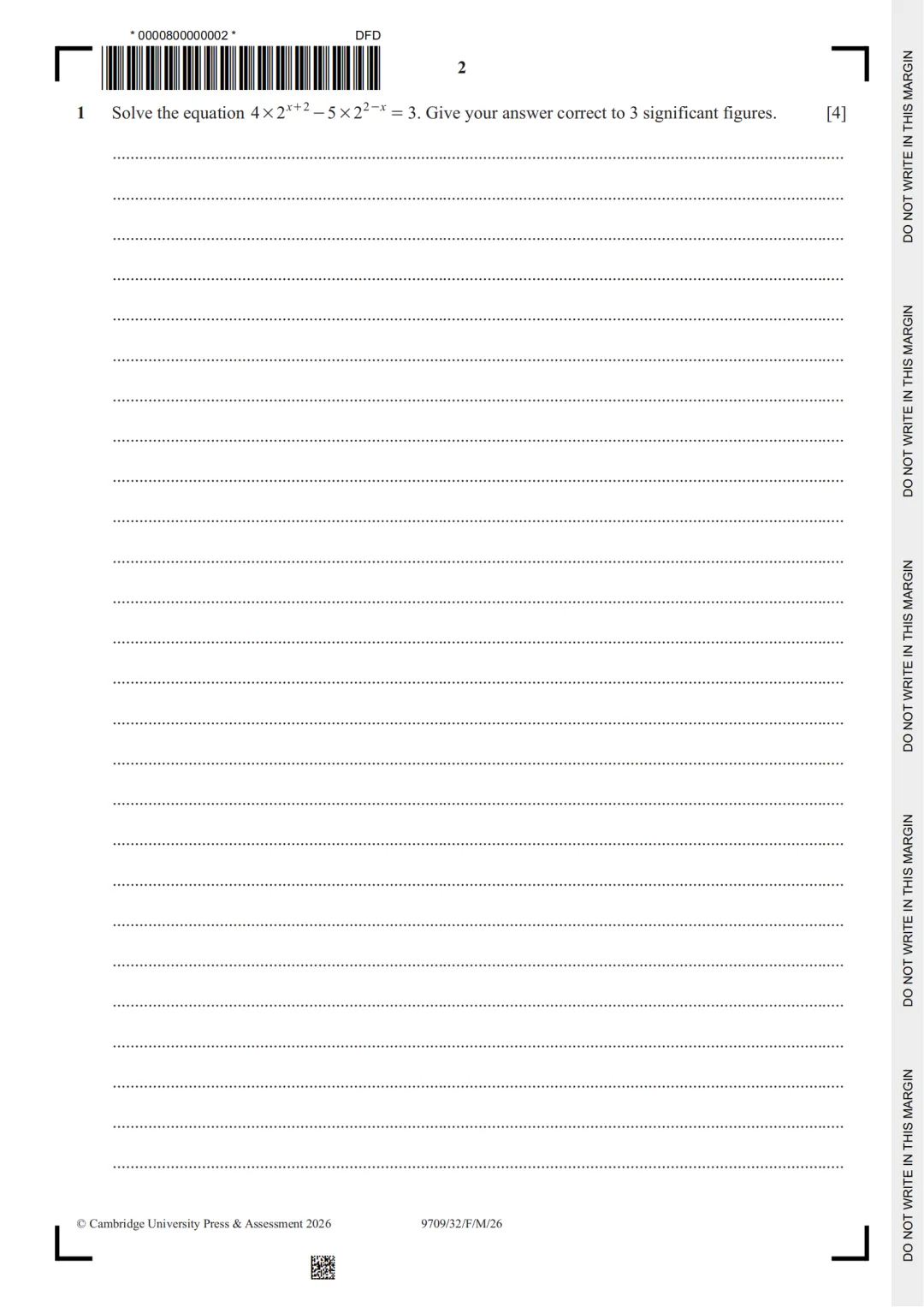 2026Alevel数学9709真题印度春季卷 | 含P1/P2/P3/M1/S1/S2高清版 第6张