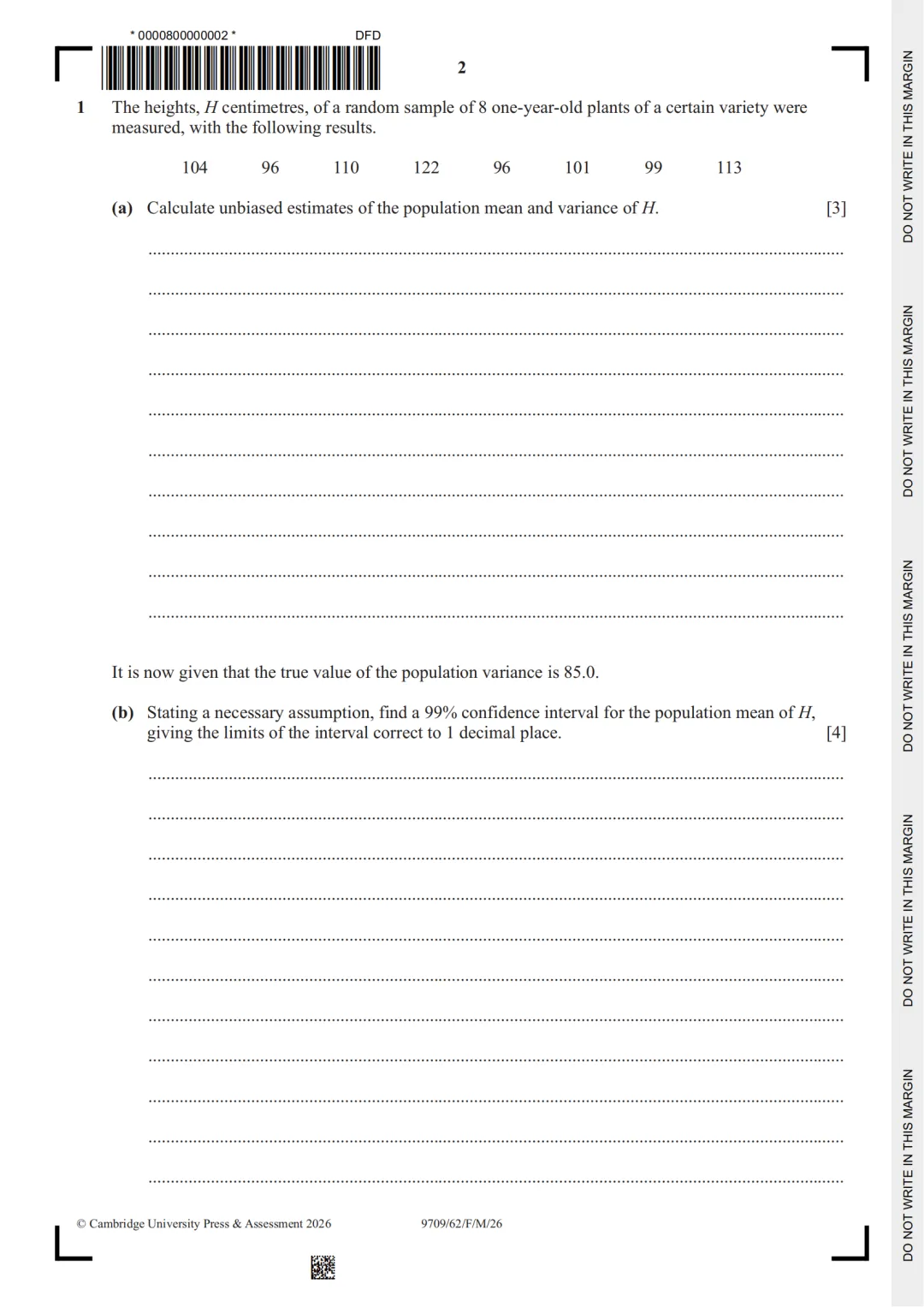 2026Alevel数学9709真题印度春季卷 | 含P1/P2/P3/M1/S1/S2高清版 第12张