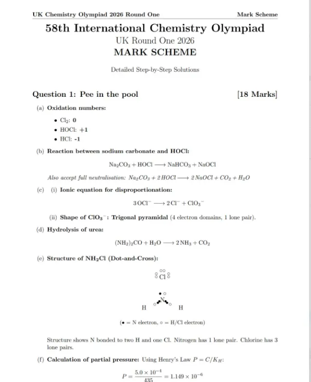 2026UKCHO化学竞赛真题&答案解析!完整高清版! 第3张