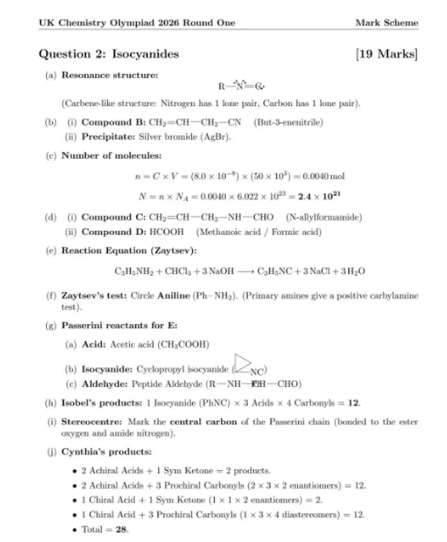 2026UKCHO化学竞赛真题&答案解析!完整高清版! 第4张