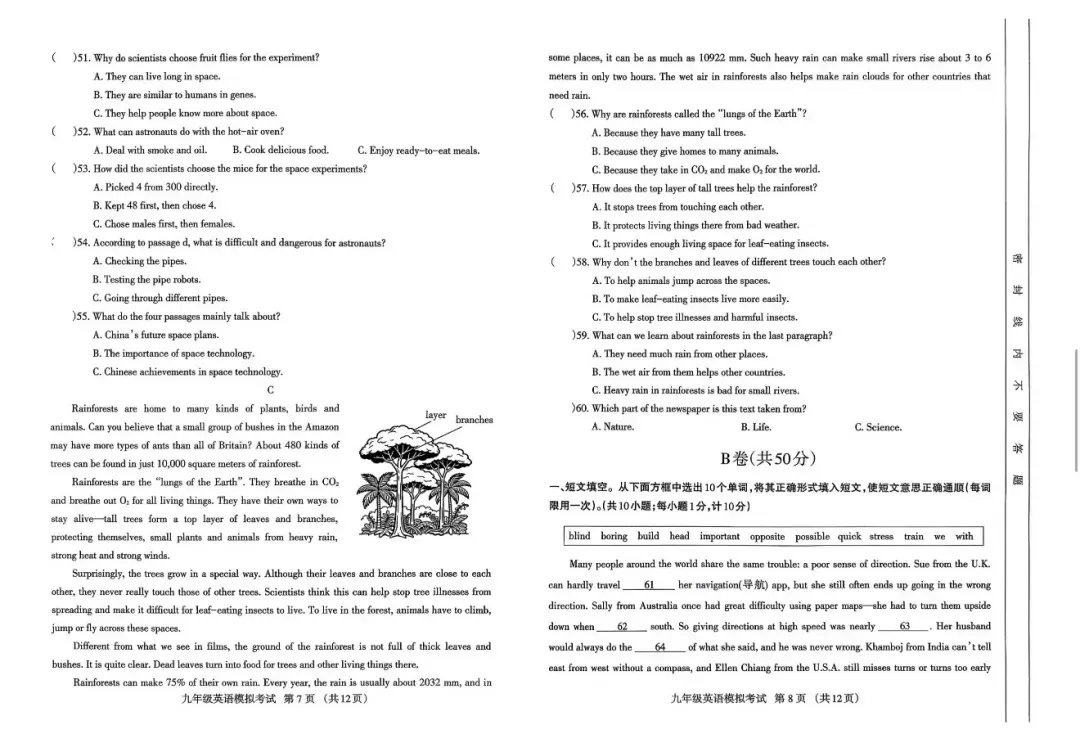 成都初三二诊总结及全科完整版试卷!数学难度“全面提升”!英语“简单了”!语文作文都不好写!化学反而比物理难…… 第66张