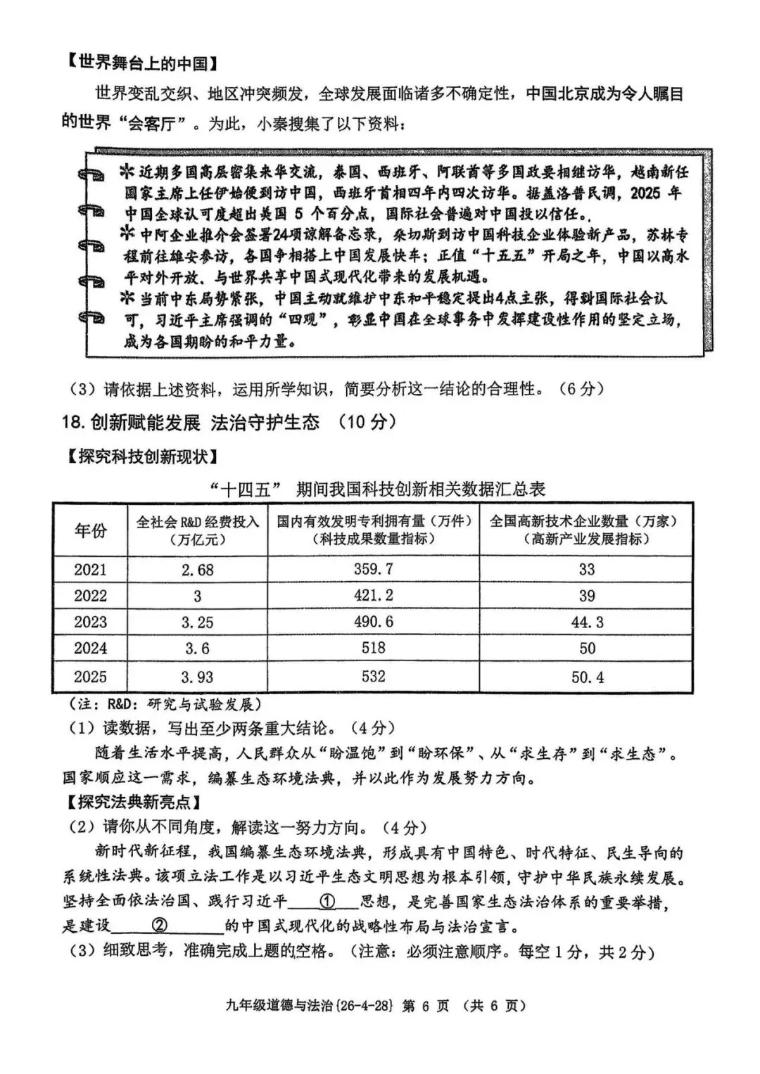 2026年工大附中九年级五模全科试卷 第45张