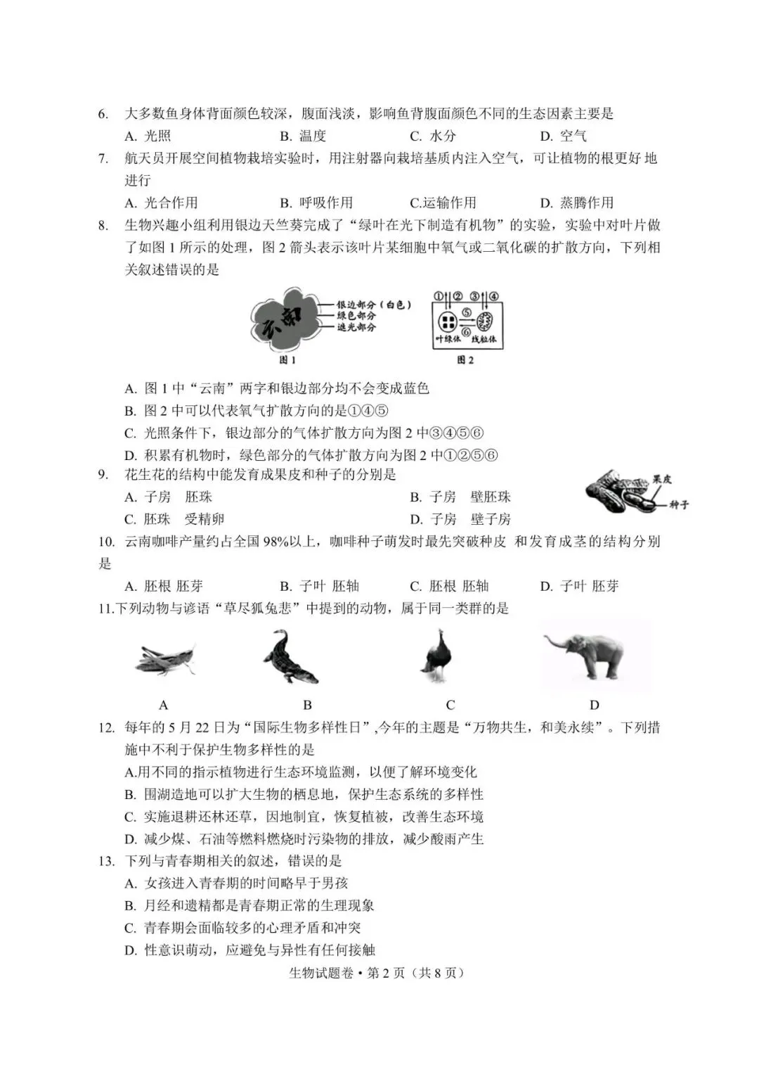 2026云南中考生物复习全攻略!吃透去年会考真题,冲刺高分不用愁 第2张