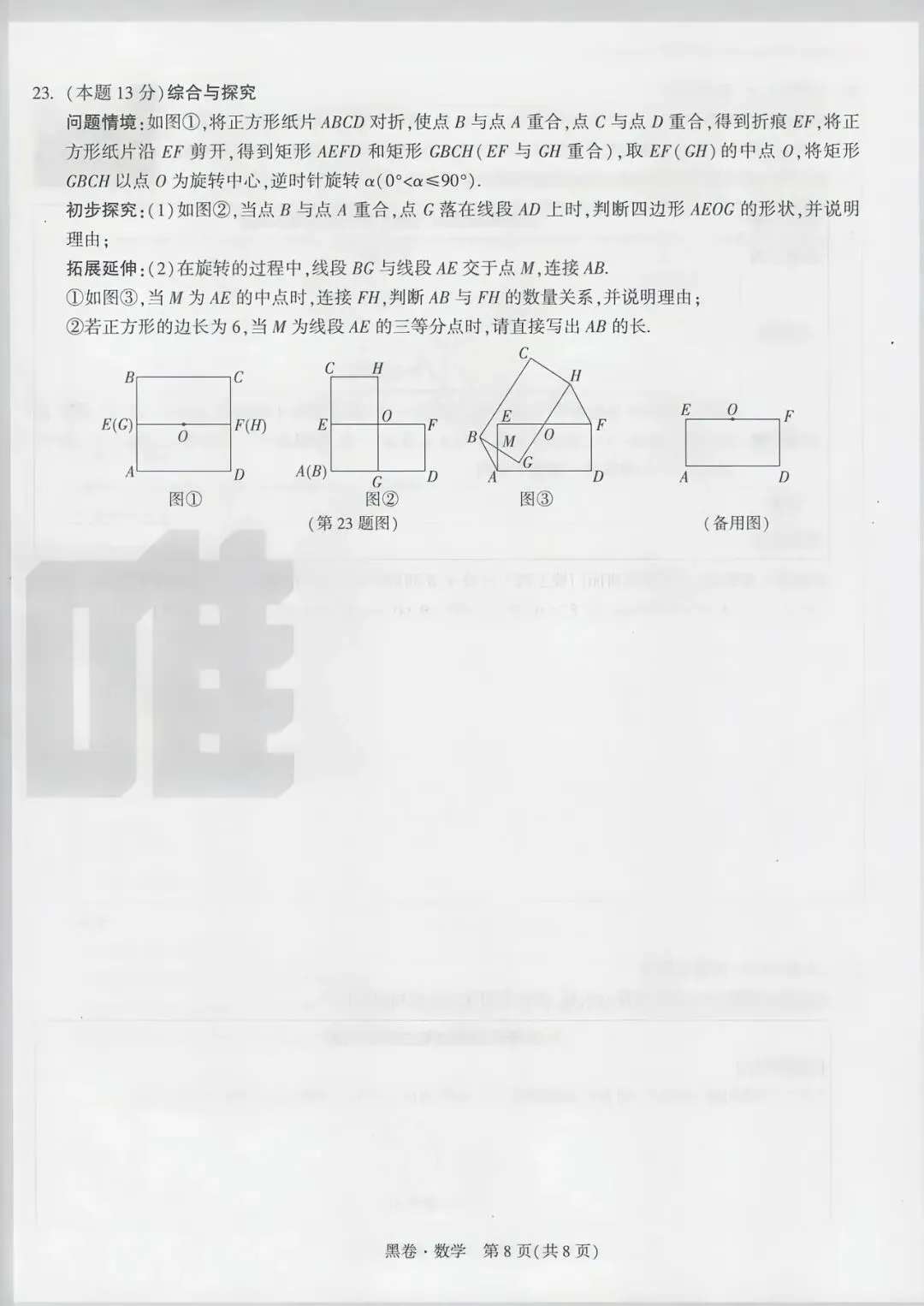 【黑白卷】2026年初中学业水平数学试卷黑卷 第18张