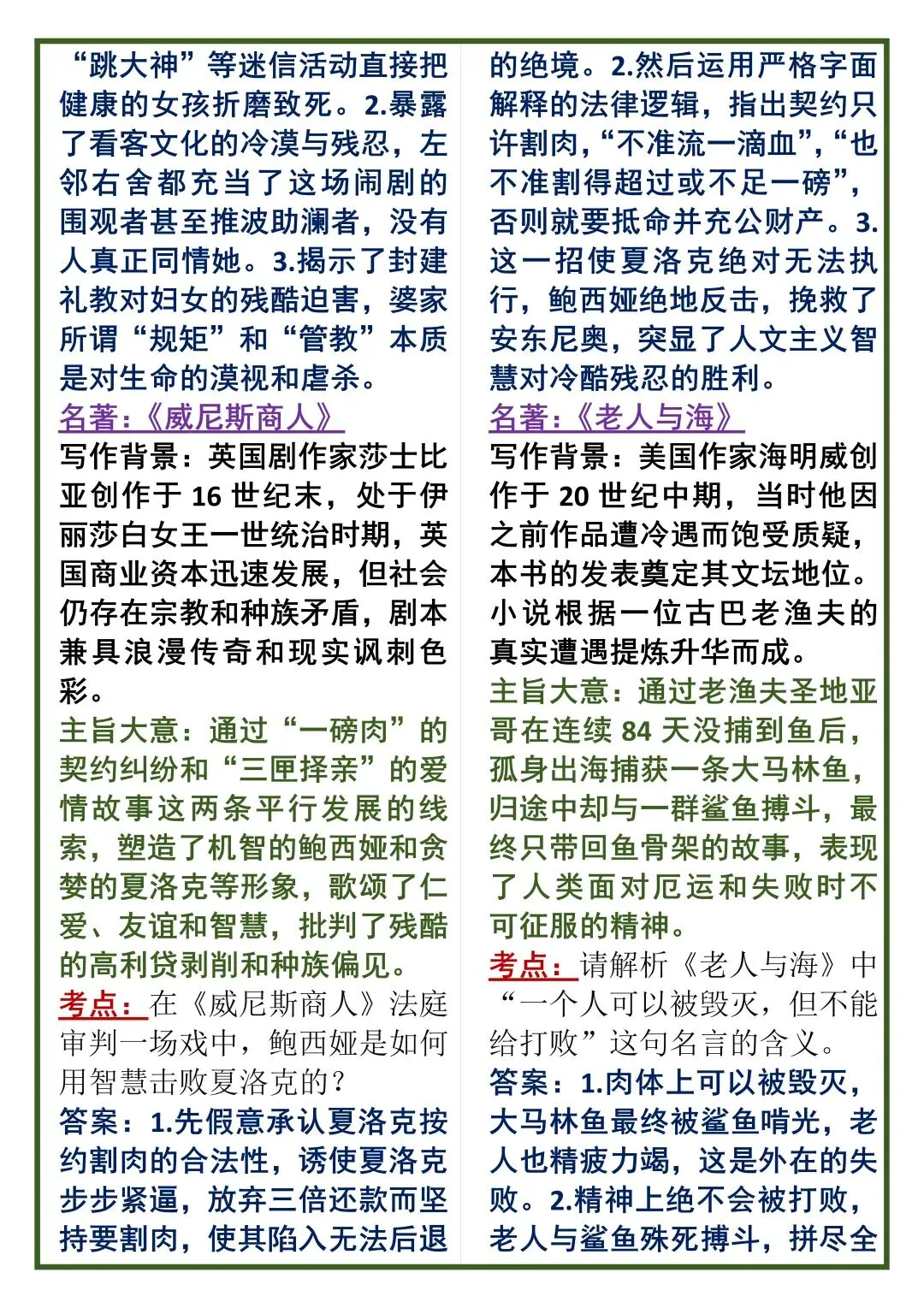中考语文50个名著高频考点总结! 第9张