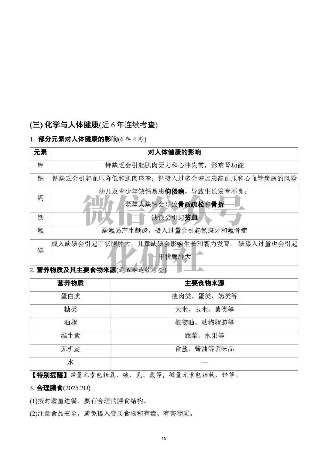 【中考资料】中考化学基础知识速记 第16张