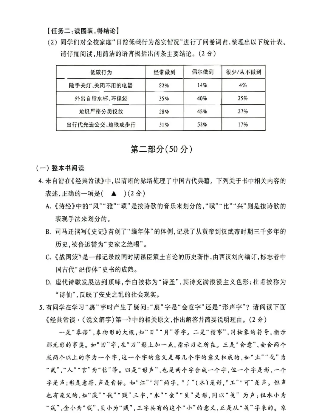 速领!昆山初一初二语文期中试卷完整版 第13张