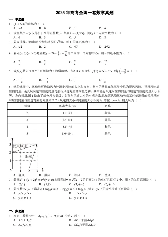 【高考真题】2025年江西省试卷(含答案详解),电子版可下载! 第1张