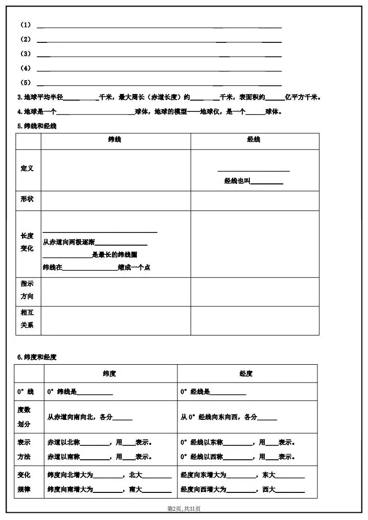 【中考地理】2026年中考地理《基础知识默写清单》默写版+背诵版,完整电子版可打印! 第10张