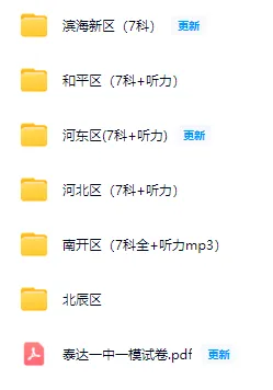更新!2026天津市各区中考一模试卷及答案(7科全)已出!(持续更新中) 第2张