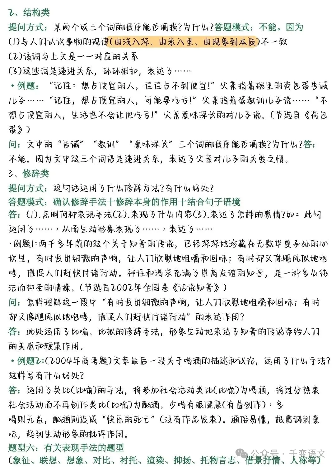 中考语文能救急的万能答题公式 第11张