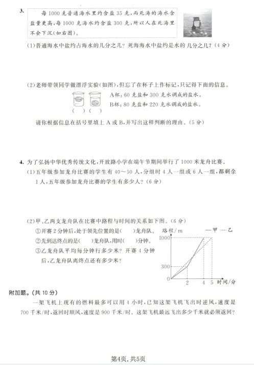 五年级下册数学名校真题卷苏教版(期中测试卷) 第6张