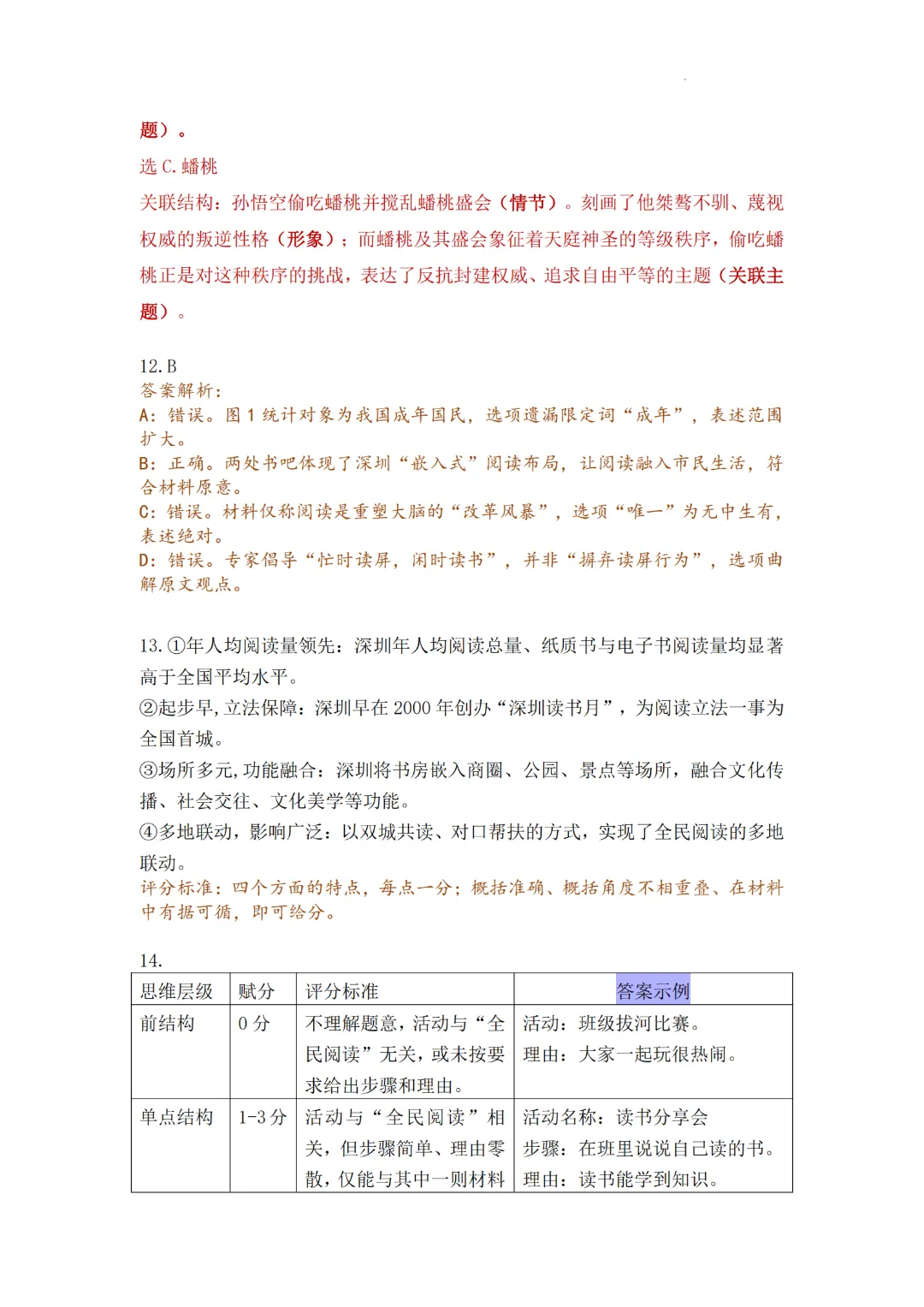 深圳多区初三二模已集齐!龙华完整版真题答案来了 第16张