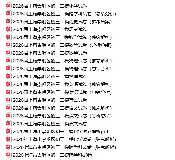 共109套!2026年初三二模试卷合集(含独家解析) 第16张