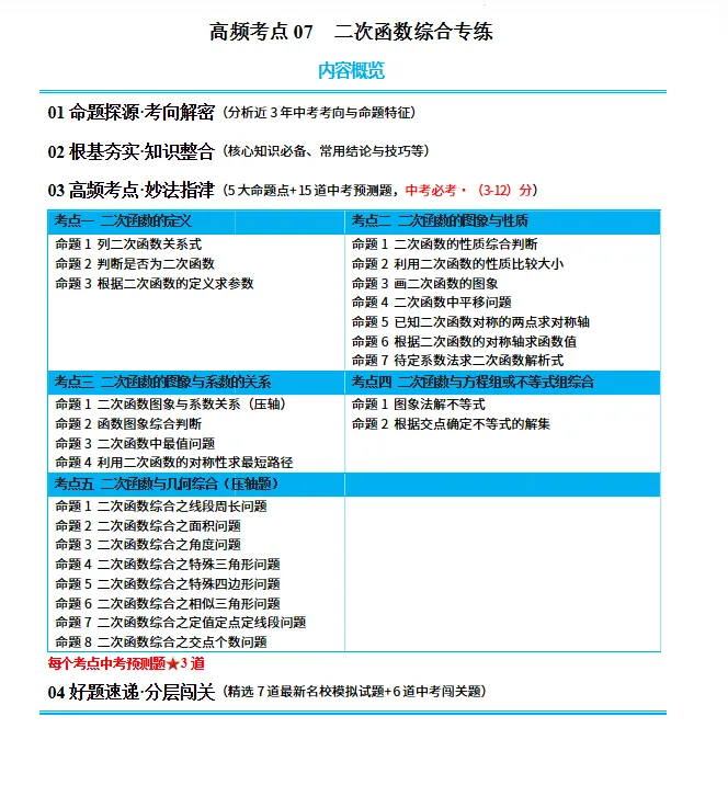 【中考冲刺】2026年中考数学二轮复习高效培优(考前精析+重难考点深解+解题思维优化+考向解密+高频/重难/易错/热点题型训练),全国通用 第7张