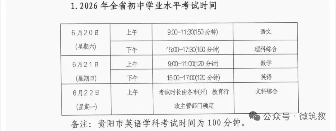端午节中考!贵州中考时间确定6月20日—22日 第1张