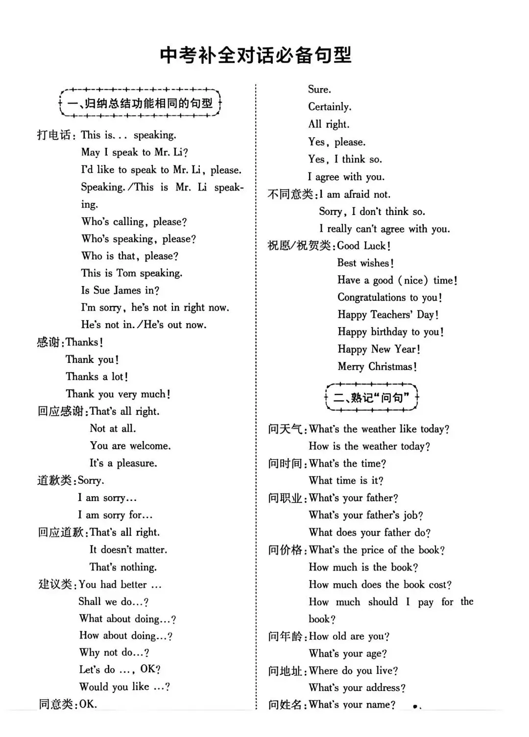中考英语补全对话,掌握这些句型就够啦! 第4张