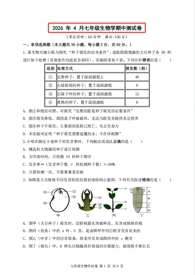 @中山初一初二家长!中山各校期中考真题+答案出炉! 第16张