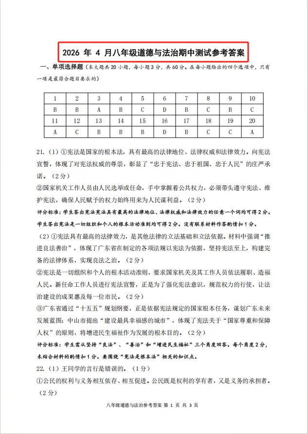 @中山初一初二家长!中山各校期中考真题+答案出炉! 第22张