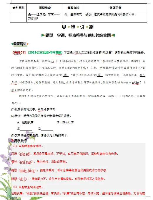 2026年中考语文二轮复习知识清单,含答题模板,解题方法、母题精讲等,还没掌握的,抓紧了,考试拿高分! 第6张